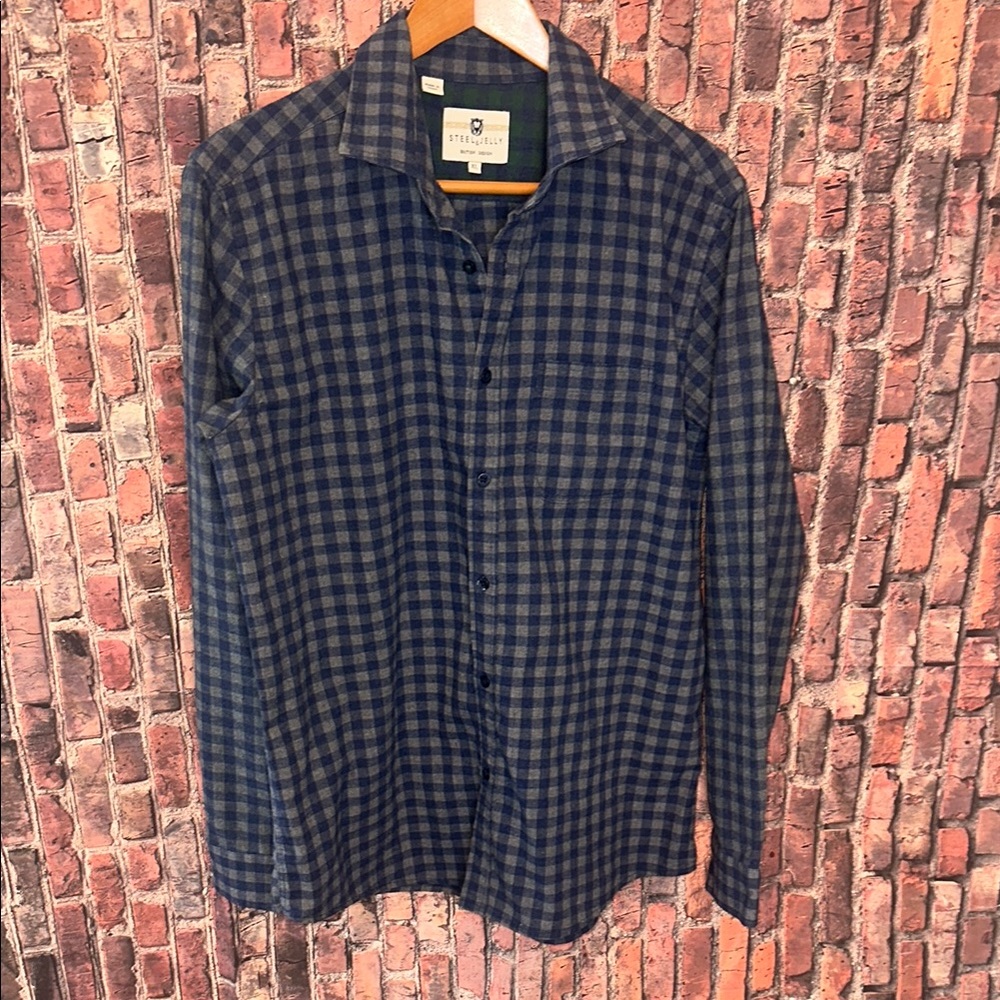 Steel & Jelly Men's Navy Checkered Shirt, Size XL